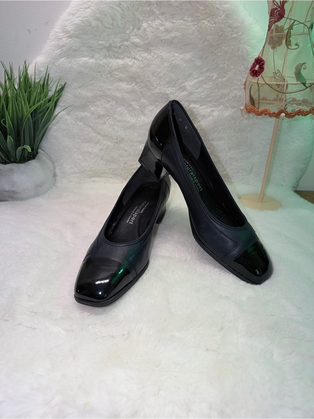 Navy Blue Patent Toe Low Heel Flats - Comfort Plus by Naturalsport 🌎